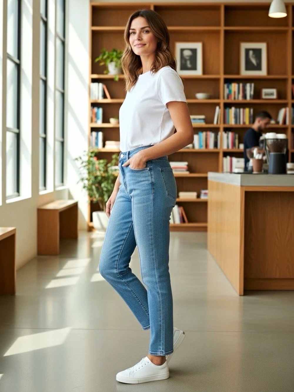 White House Black Market Light Wash Straight Leg Jeans
